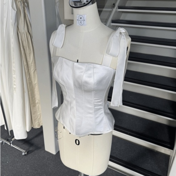 Chic Satin Corset Blouse in White